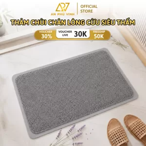 Thảm Tắm PVC 43x75 Nhựa Sợi Bún Viền Đen Thấm Hút Nước Chống Trượt Nhà Tắm APV-11M02