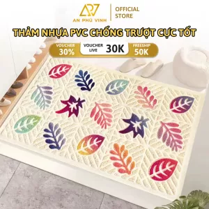 Thảm In 3D 43x73 Nhựa Sợi Mì Ép Họa Tiết Lá Cây Thấm Hút Chống Trượt Tốt APV-2101