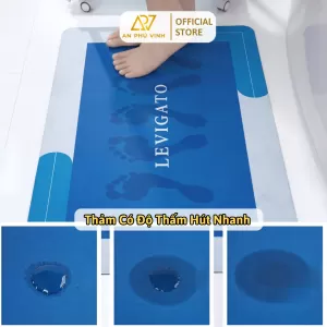 Thảm Thấm 43x118 Nhựa PVC Vải Trơn Màu Xanh Thấm Hút Nước Decor Nhà Tắm APV-12L01
