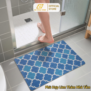 Thảm In TLS 60x90 Vải Balo Tổ Ong Họa Tiết Xanh Đen Thấm Hút Decor Đẹp APV-16L04