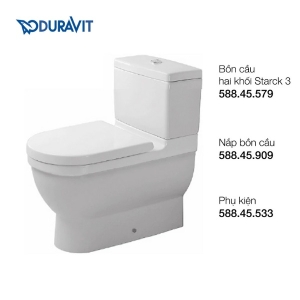 Bồn cầu 2 khối Duravit 588.46.402 nắp đóng êm dòng Starck 3
