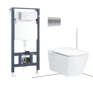 Bồn cầu treo tường COTTO SC198717(F)+C962100+C942100 thoát ngang két nước âm tường