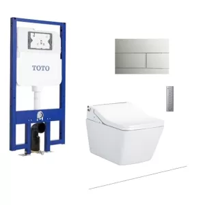 Bồn cầu treo tường TOTO CW522EA thoát ngang két âm tường nắp điện tử TCF796CZ nút nhấn MB171M SS