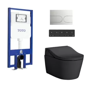 Bồn cầu treo tường TOTO CW542EME5UMBL thoát ngang két nước âm tường nắp điện tử TCF801EBZ nút nhấn MB175M B