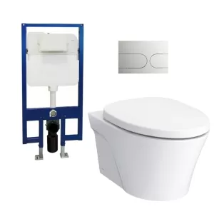 Bồn cầu treo tường TOTO CW822RA thoát ngang két âm tường nắp điện tử TCF23410AAA nút nhấn MB170P SS