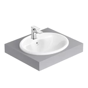 Chậu lavabo dương vành Viglacera CD1 men Nano nung