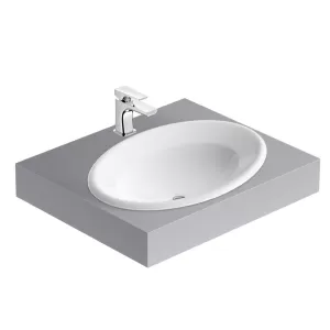 Chậu lavabo dương vành Viglacera CD21 men Nano nung