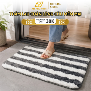 Thảm lông xù sọc xen kẻ