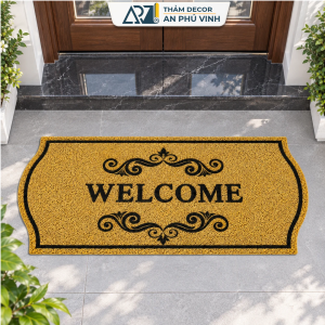 Thảm In PVC 40x100 Nhựa Sợi Bún Họa Tiết Welcome Thấm Hút Chống Trượt Tốt APV-17M01