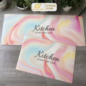 Thảm Bếp PVC 45x150 Nhựa PVC Ép Mút Họa Tiết Kitchen 2 Chống Trượt Tốt APV-1504