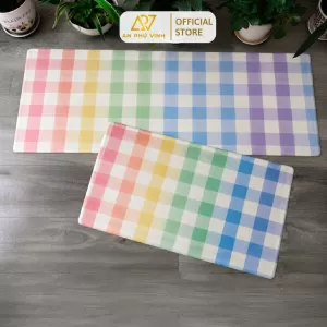 Thảm Bếp PVC 45x150 Nhựa PVC Ép Mút Họa Tiết Kẻ Caro Chống Trượt Nước Tốt APV-1503