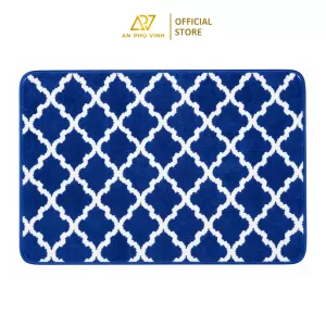 Thảm Kẻ Sọc 50x80 Lông Nhám Nhẹ Họa Tiết Xanh Trắng Thấm Hút Decor Cửa Ra Vào APV-04S05