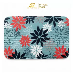 Thảm In FLR 40x60 Chất Nhung Họa Tiết Hoa Xám Decor Phòng Khách Sang Trọng APV-02S11