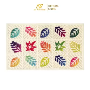 Thảm In 3D 43x73 Nhựa Sợi Mì Ép Họa Tiết Lá Cây Thấm Hút Decor Nhà Tắm APV-2102