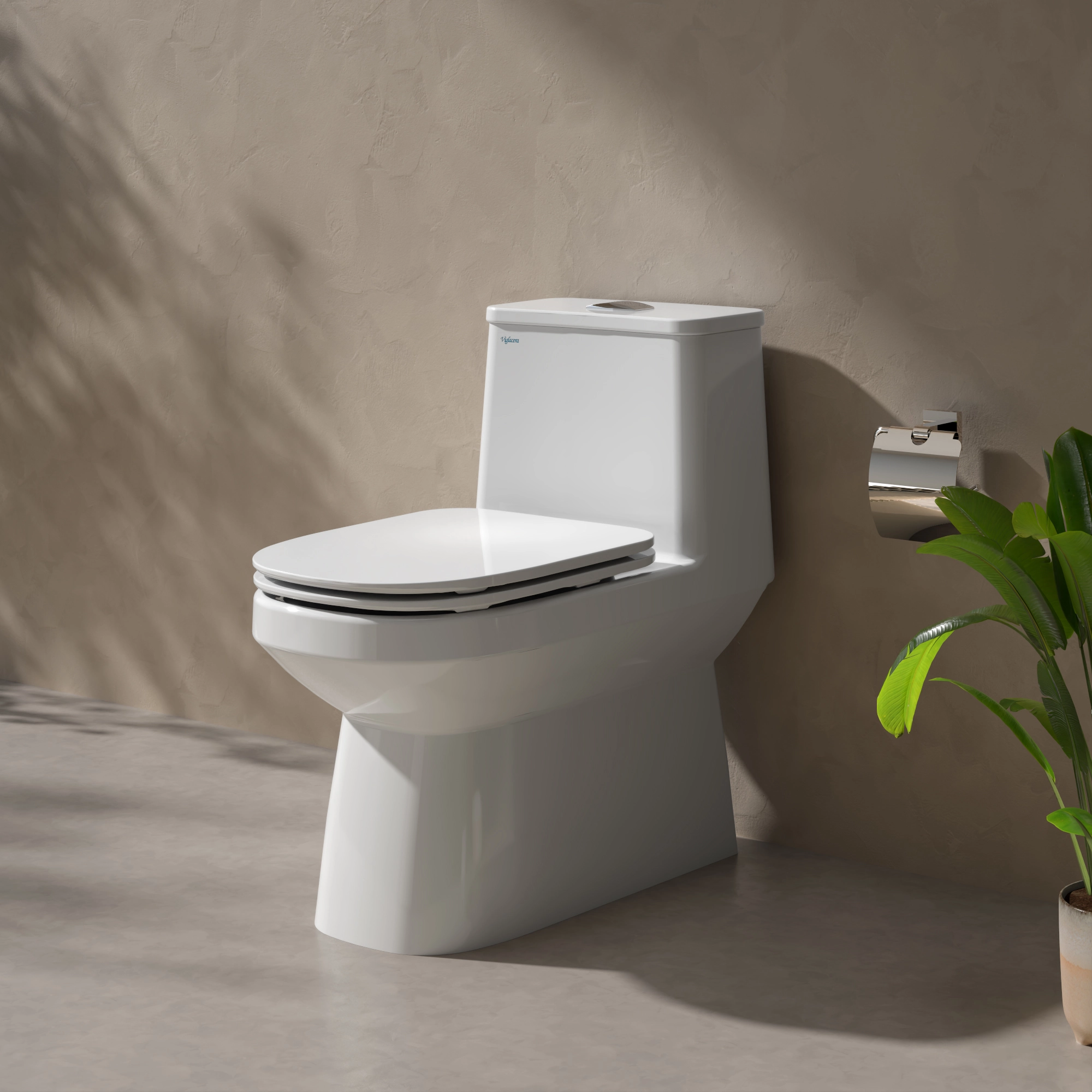 Chất liệu sứ vệ sinh cao cấp được nung ở nhiệt độ cao kết hợp công nghệ men chống bám bẩn, giúp bàn cầu luôn trắng sáng bền bỉ theo thời gian.