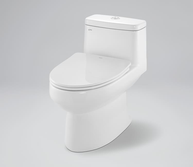 Thiết kế liền mạch không mối nối của bàn cầu một khối mang lại vẻ đẹp tối giản, hiện đại và loại bỏ hoàn toàn các khe hở tích tụ bụi bẩn.