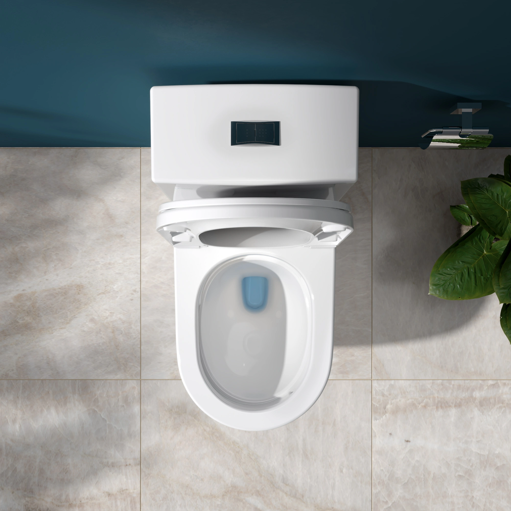 Hệ thống xả tiên tiến của bàn cầu một khối Viglacera V199 tạo dòng nước xoáy áp lực mạnh mẽ giúp xả sạch toàn diện và tiết kiệm nước tối đa.