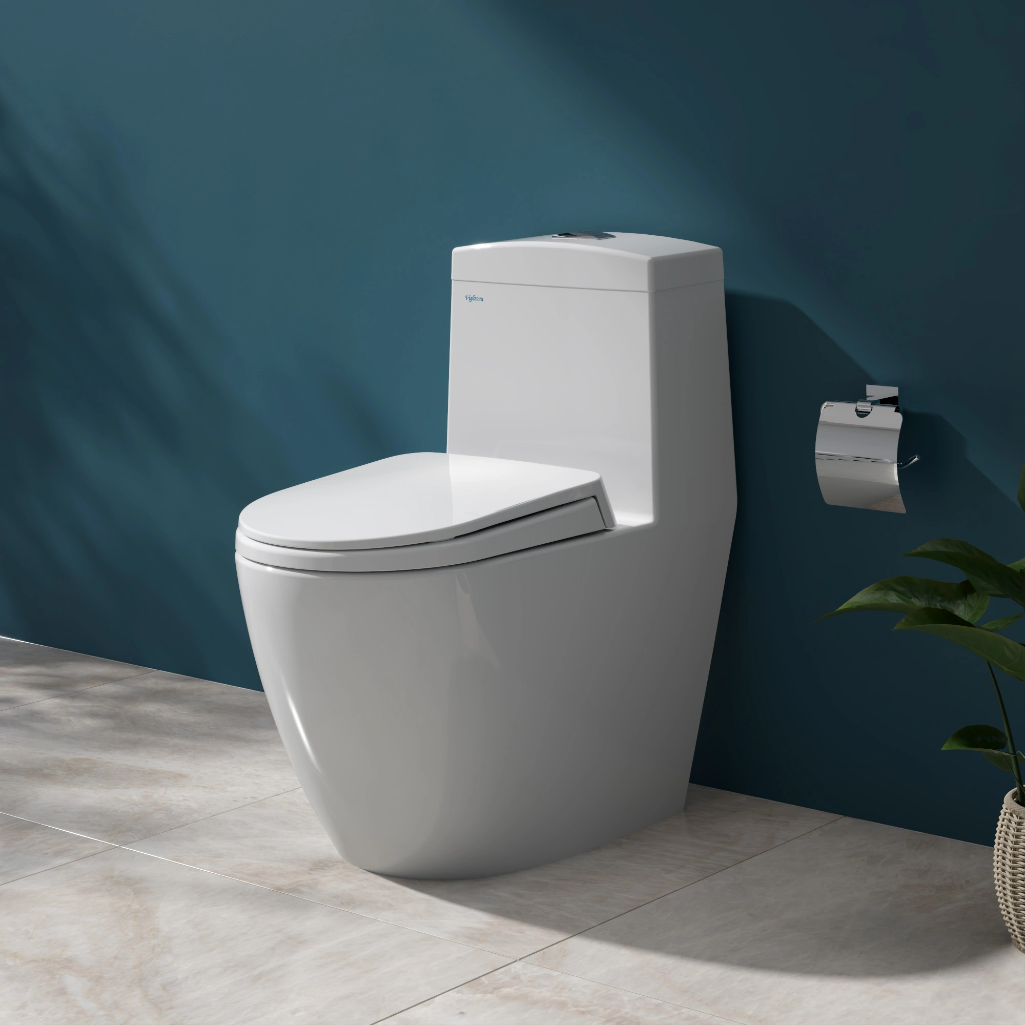Bàn cầu một khối Viglacera V199 sở hữu kiểu dáng thân kín cân đối, các đường nét bo tròn tinh tế tạo nét hiện đại và sang trọng cho không gian.