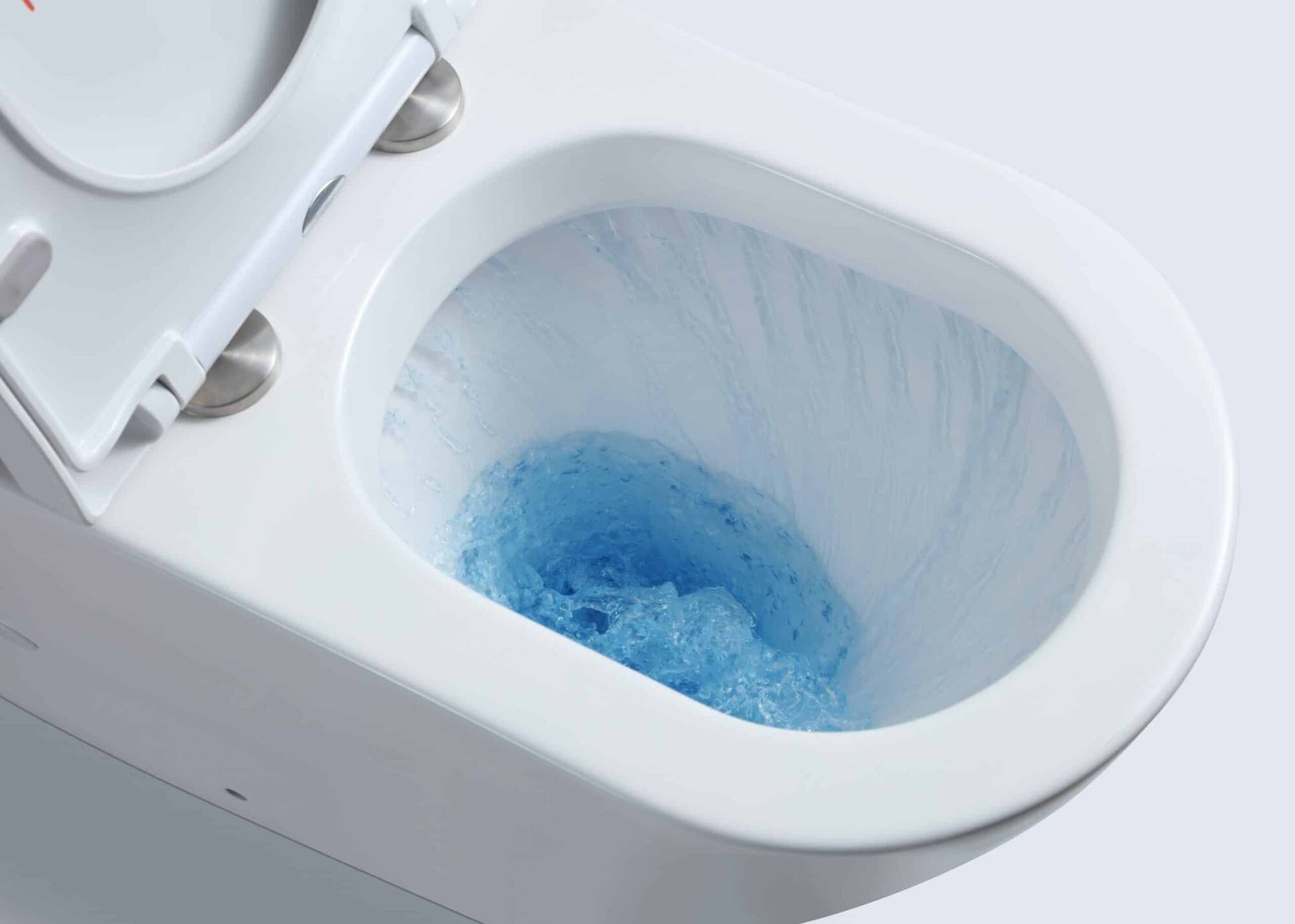 Bàn cầu treo tường công nghệ xả Washdown ứng dụng áp lực nước đổ mạnh từ trên xuống, giúp tống khứ mọi chất bẩn nhanh chóng và tiết kiệm nước hiệu quả.