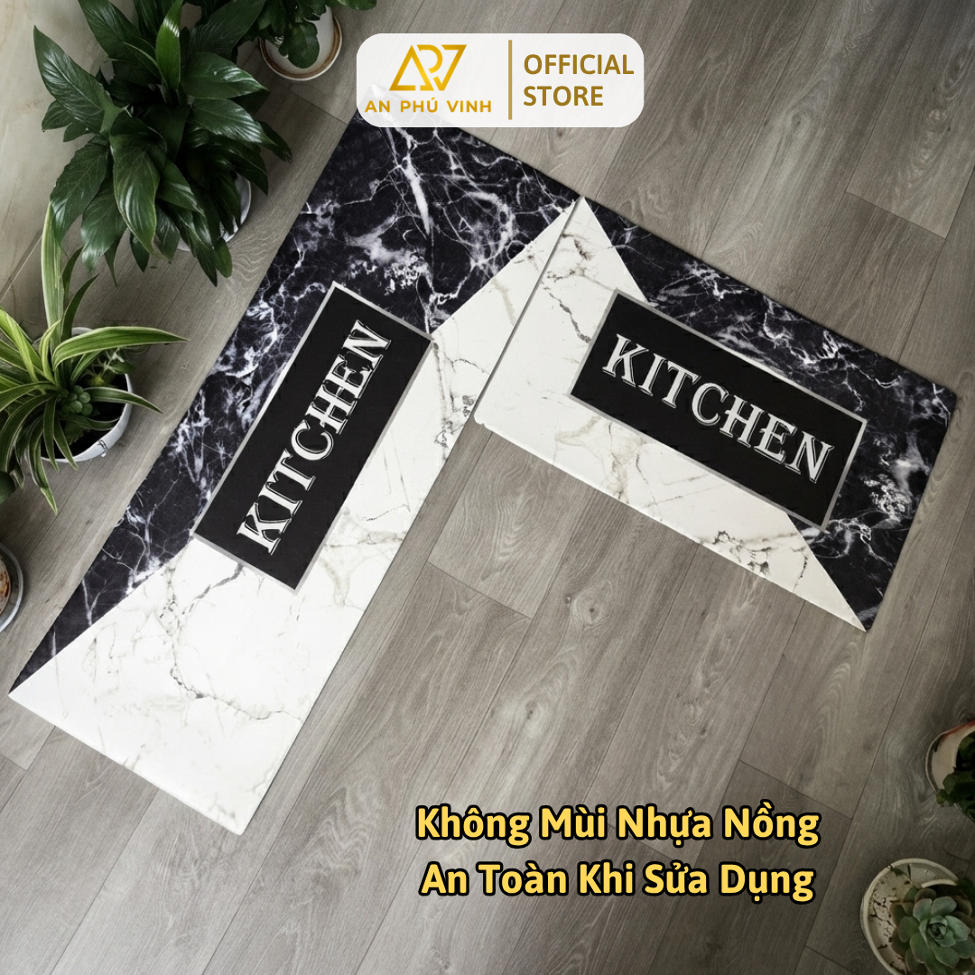 Bộ thảm bếp lót sàn chống trơn trượt thấm hút nước tốt