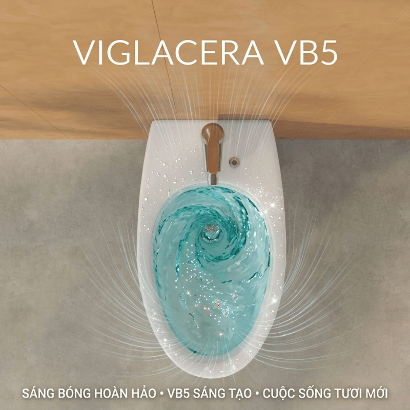 Bồn tiểu nữ đặt sàn Viglacera VB5 với hệ thống xả nước thông minh làm sạch toàn diện
