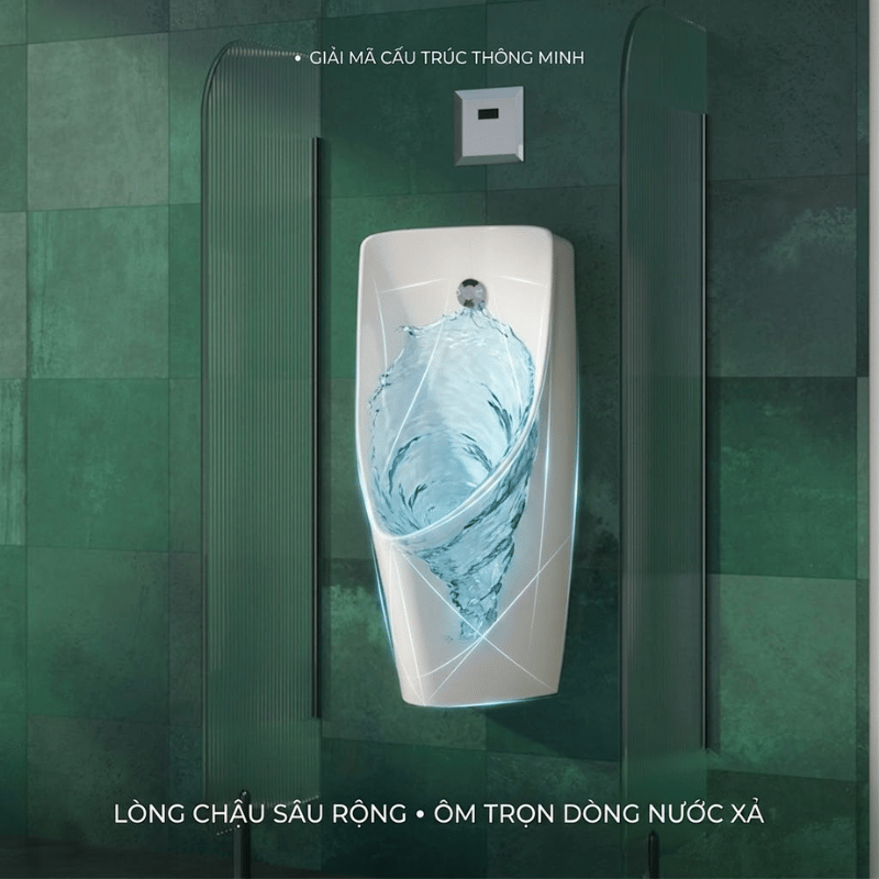 Giải mã cấu trúc thông minh lòng chậu sâu rộng của bồn tiểu treo tường cấp âm Viglacera T6