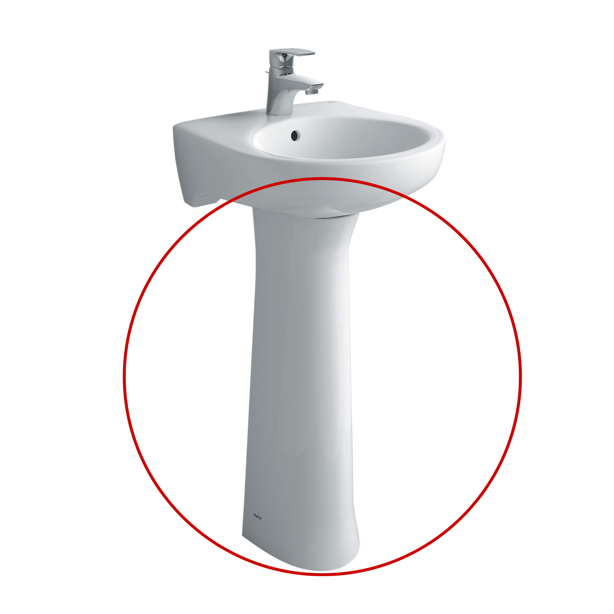 Chân chậu đặt sàn (chân cây) giúp chịu lực tối đa cho lòng chậu, đồng thời khéo léo che đi toàn bộ đường ống xả chạy sát từ tường xuống mặt đất.