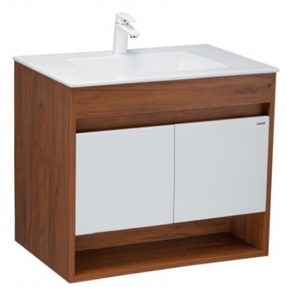 Chân chậu bằng gỗ MDF chống ẩm giúp tối ưu không gian lưu trữ, mang lại vẻ đẹp ấm cúng, tinh tế và hiện đại cho kiến trúc phòng tắm.