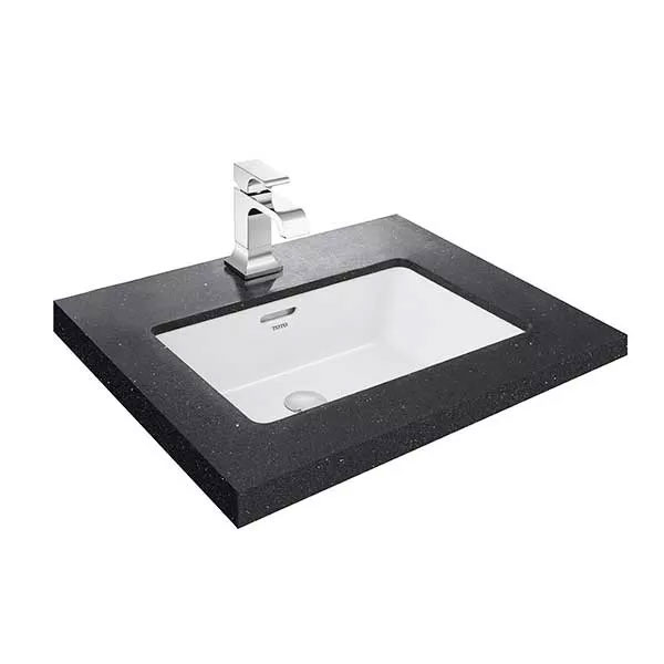 Chậu âm bàn hình chữ nhật hoặc hình vuông mang kiểu dáng góc cạnh mạnh mẽ, tạo điểm nhấn kiến trúc gọn gàng và ngăn nắp cho nhà tắm hiện đại.