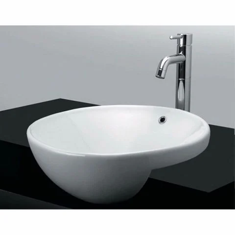 Cấu tạo chậu bán dương bàn kết hợp thông minh giữa lòng chậu chìm sâu phía sau và phần vành nhô ra trước, tối ưu không gian lắp đặt tủ lavabo.