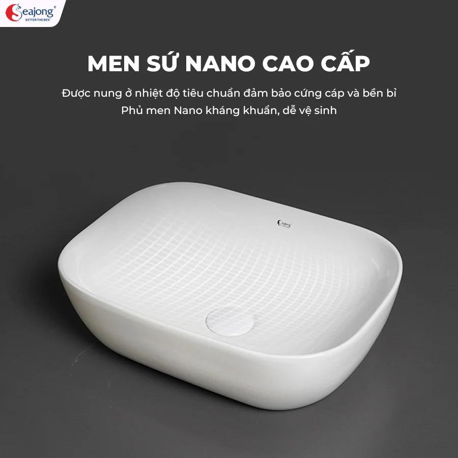 Được chế tác từ công nghệ hiện đại, chậu dương bàn bằng sứ nung cao cấp sở hữu độ bền vượt trội cùng bề mặt sáng bóng, ngăn ngừa bám bẩn và ố vàng theo thời gian.