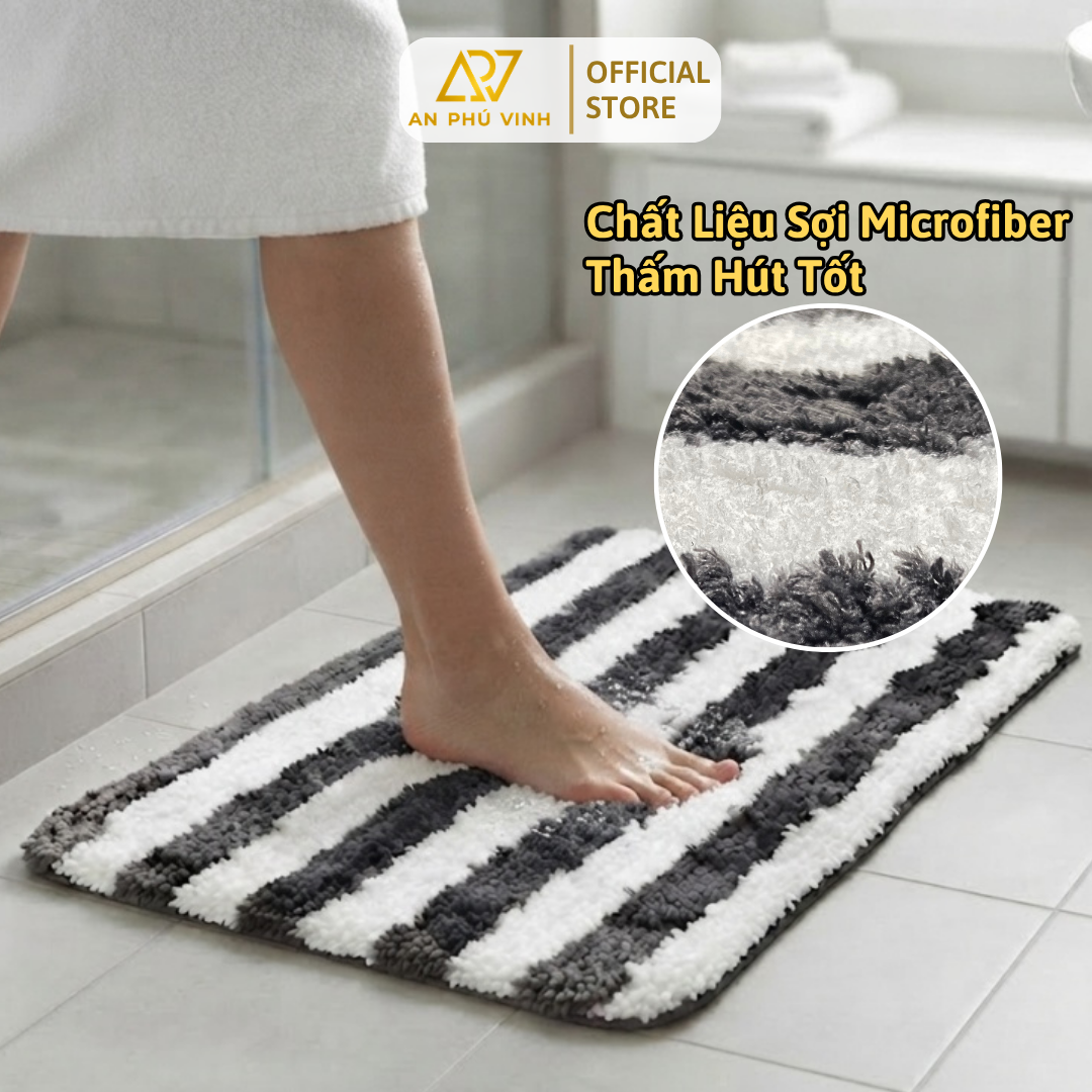 Khả năng thấm hút nước cực nhanh và hiệu quả của thảm lông xù sọc xen kẽ giúp giữ cho sàn nhà luôn khô ráo và sạch sẽ tối đa