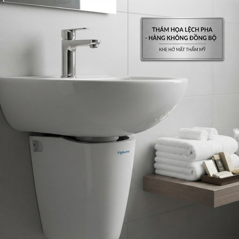Thực trạng nội thất không đồng bộ giữa chân chậu và chậu rửa gây mất thẩm mỹ phòng tắm