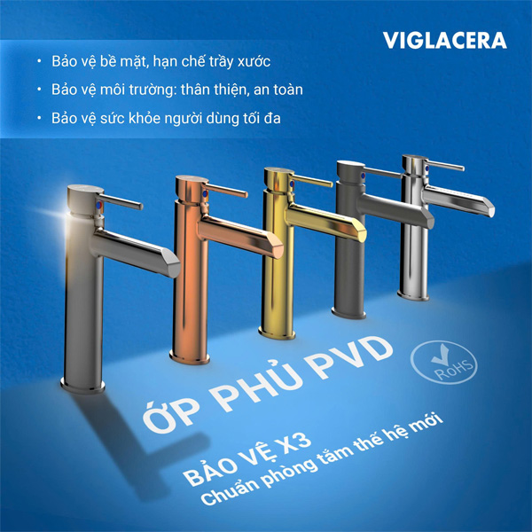 Lớp mạ PVD/Chrome đóng vai trò như "khiên chắn" bảo vệ sen cây khỏi trầy xước, ngăn ngừa xỉn màu và giữ sản phẩm luôn sáng bóng theo thời gian.