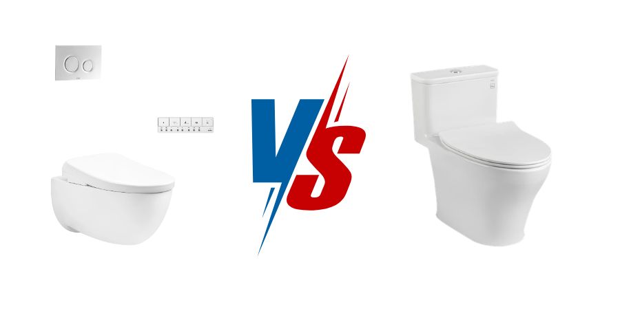 Trong khi bàn cầu một khối và hai khối đặt sàn dễ lắp đặt, bàn cầu treo tường vượt trội về khả năng tiết kiệm không gian và tính thẩm mỹ cao cấp.