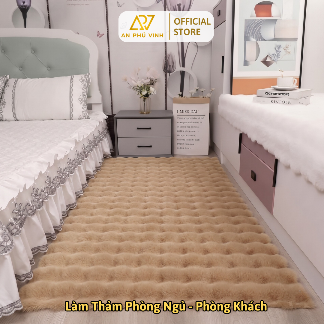 Thảm lông cừu kỹ thuật dệt 3D nổi bật tạo chiều sâu thị giác