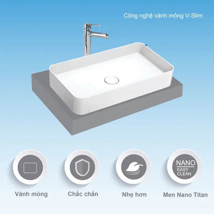 Chậu đặt bàn Viglacera CM01 chinh phục người dùng nhờ thiết kế иnh mỏng sang trọng và công nghệ men kháng khuẩn hiện đại