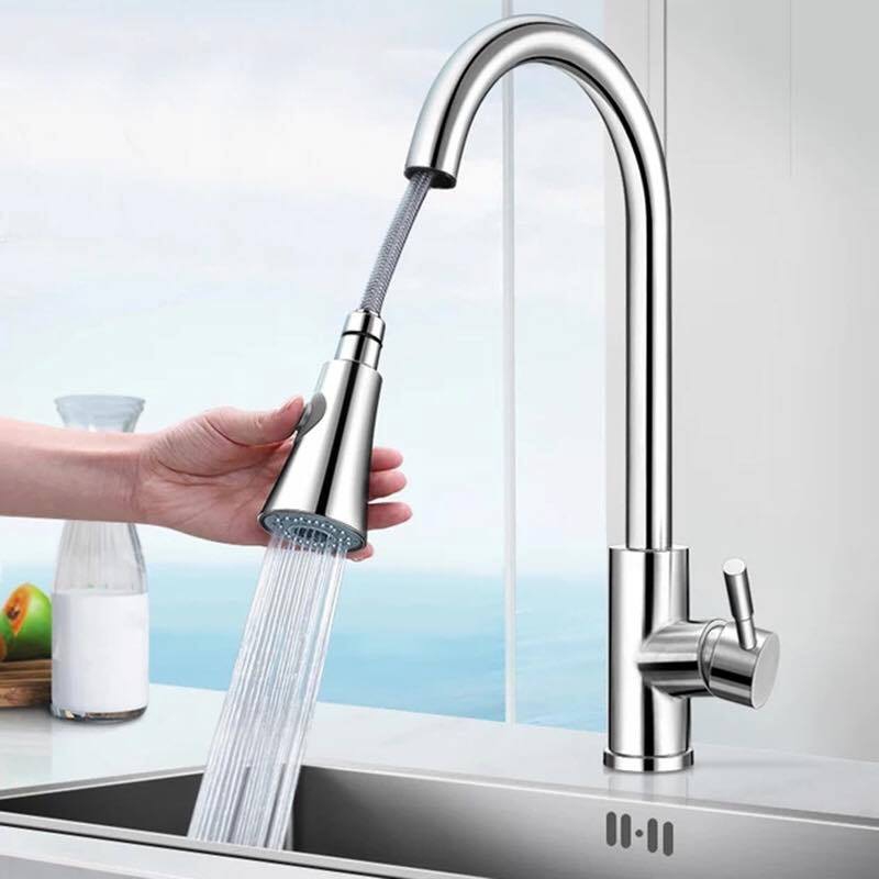 Vòi chậu rửa bát rút dây sở hữu thiết kế thông minh, cho phép mở rộng phạm vi xả nước giúp việc dọn dẹp và sơ chế thực phẩm trở nên dễ dàng hơn.