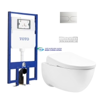 Bồn cầu 1 khối TOTO CW812REA nắp điện tử TCF47360GAA nút nhấn MB174P SS tự động xả