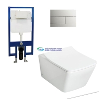 Bồn cầu treo tường TOTO CW522A thoát ngang két âm tường nắp TC512A nút nhấn MB171M SS