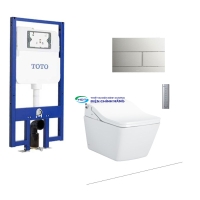 Bồn cầu treo tường TOTO CW522EA thoát ngang két âm tường nắp điện tử TCF803CZ nút nhấn MB171M SS
