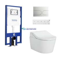 Bồn cầu treo tường TOTO CW542EME5UMW thoát ngang két nước âm tường nắp điện tử TCF801ECZ nút nhấn MB175M W
