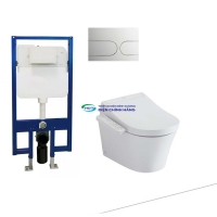 Bồn cầu treo tường TOTO CW553 thoát ngang két âm tường nắp điện tử TCF33320GAA nút nhấn MB170P SS