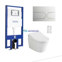 Bồn cầu treo tường TOTO CW553C thoát ngang két âm tường nắp điện tử TCF33370GAA nút nhấn MB170P SS