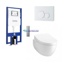 Bồn cầu treo tường TOTO CW812REA thoát ngang két âm tường nắp điện tử TCF4911EZ nút nhấn MB174P SS