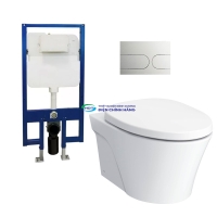 Bồn cầu treo tường TOTO CW822RA thoát ngang két âm tường nắp điện tử TCF23410AAA nút nhấn MB175M SS