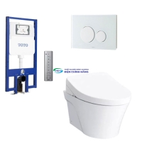 Bồn cầu treo tường TOTO CW822REA thoát ngang két âm tường nắp điện tử TCF4911EZ nút nhấn MB170P SS