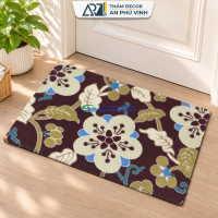 Thảm In TLS 60x90 Vải Balo Tổ Ong Họa Tiết Hoa Đen Thấm Hút Decor Nhà Cửa APV-16L01