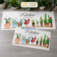 Thảm Bếp PVC 45x150 Nhựa PVC Ép Mút Họa Tiết Love Xương Rồng Chống Trượt Chống Nước APV-1501
