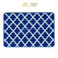 Thảm Kẻ Sọc 50x80 Lông Nhám Nhẹ Họa Tiết Xanh Trắng Thấm Hút Decor Cửa Ra Vào APV-04S05